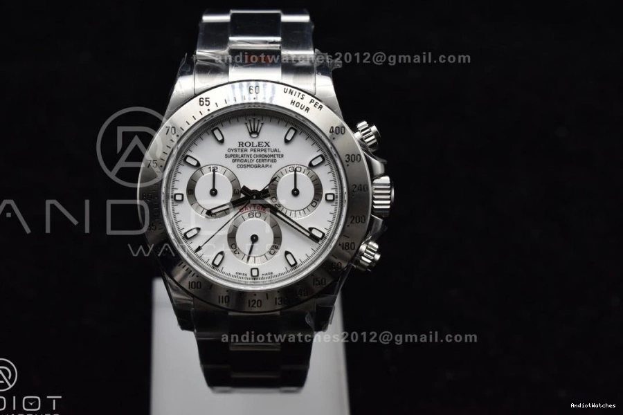 Best SA4130 on Edition SS Daytona WeatherProof 1:1 116520 Bracelet Dial V 771 White QF 0717